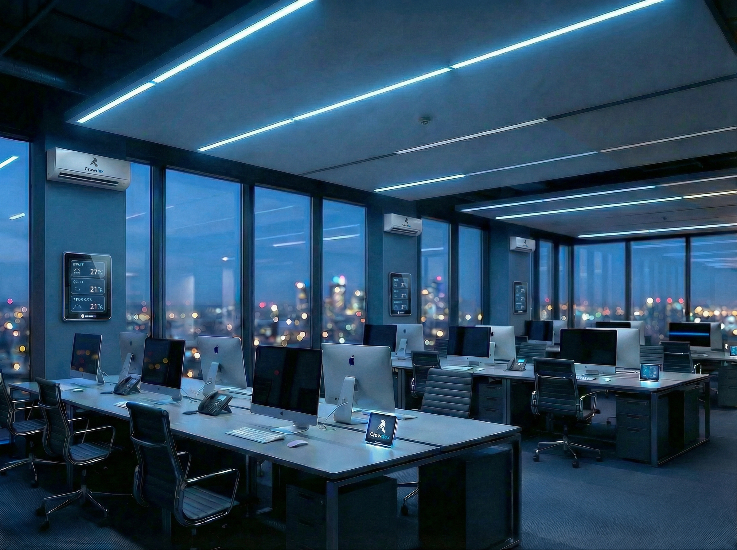 Escritório moderno com iluminação eficiente