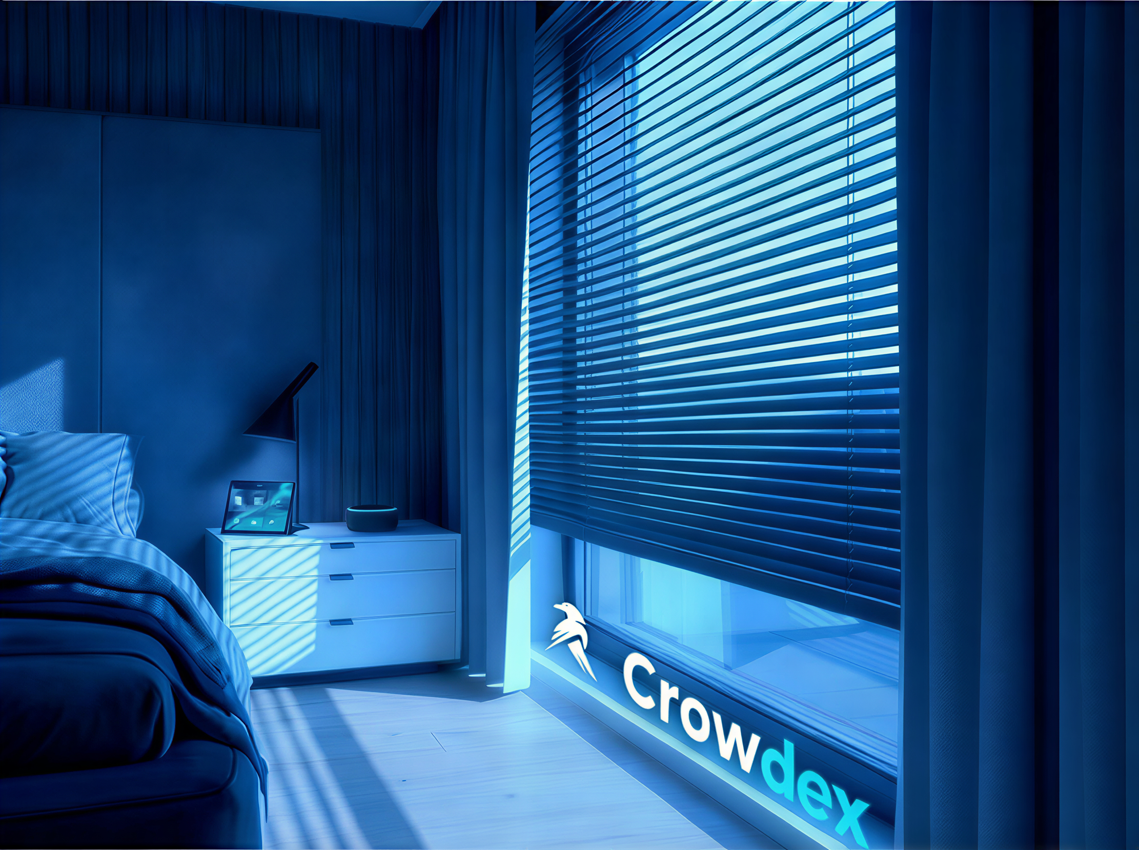 Cortinas motorizadas em sala de estar